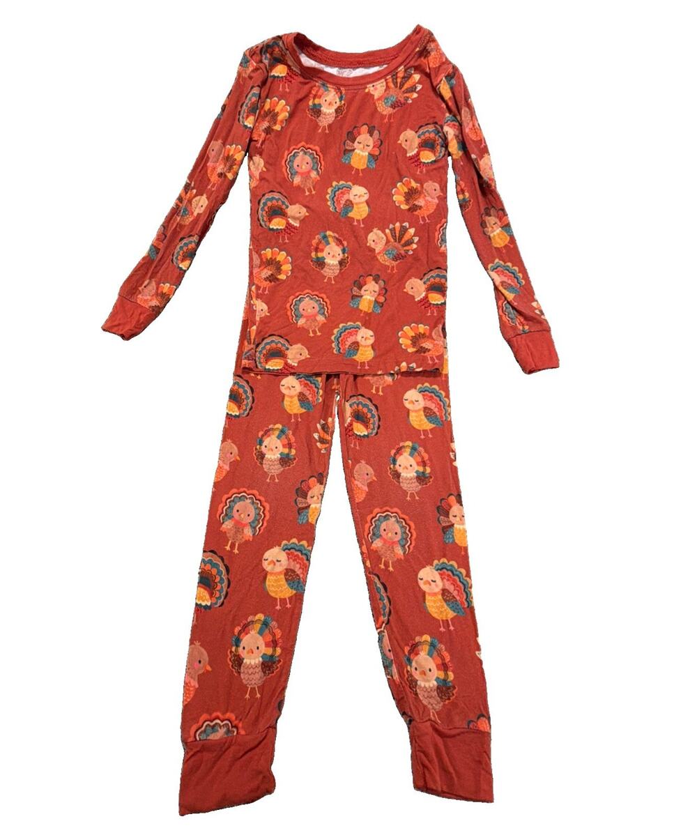 Little Sleepies Bamboo Thanksgiving Grateful Gobbles Turkey Pajama 5/6 boy girl